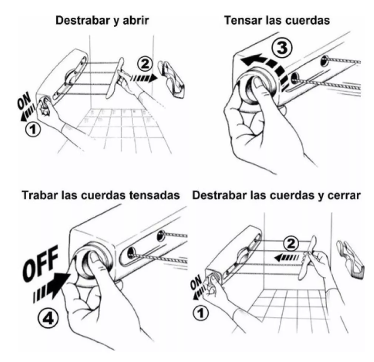 Tendedero retráctil de 4 cuerdas